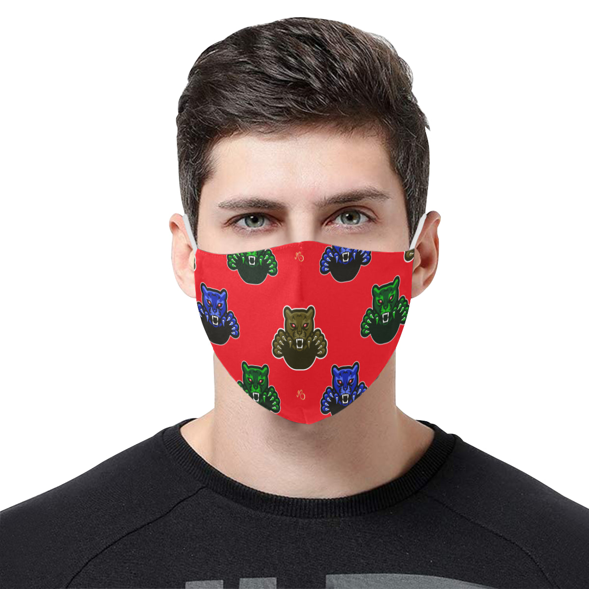 Bear Claw Print Cotton Fabric Face Mask with Filter Slot & Adjustable Strap (Pack of 5) - Non-medical use