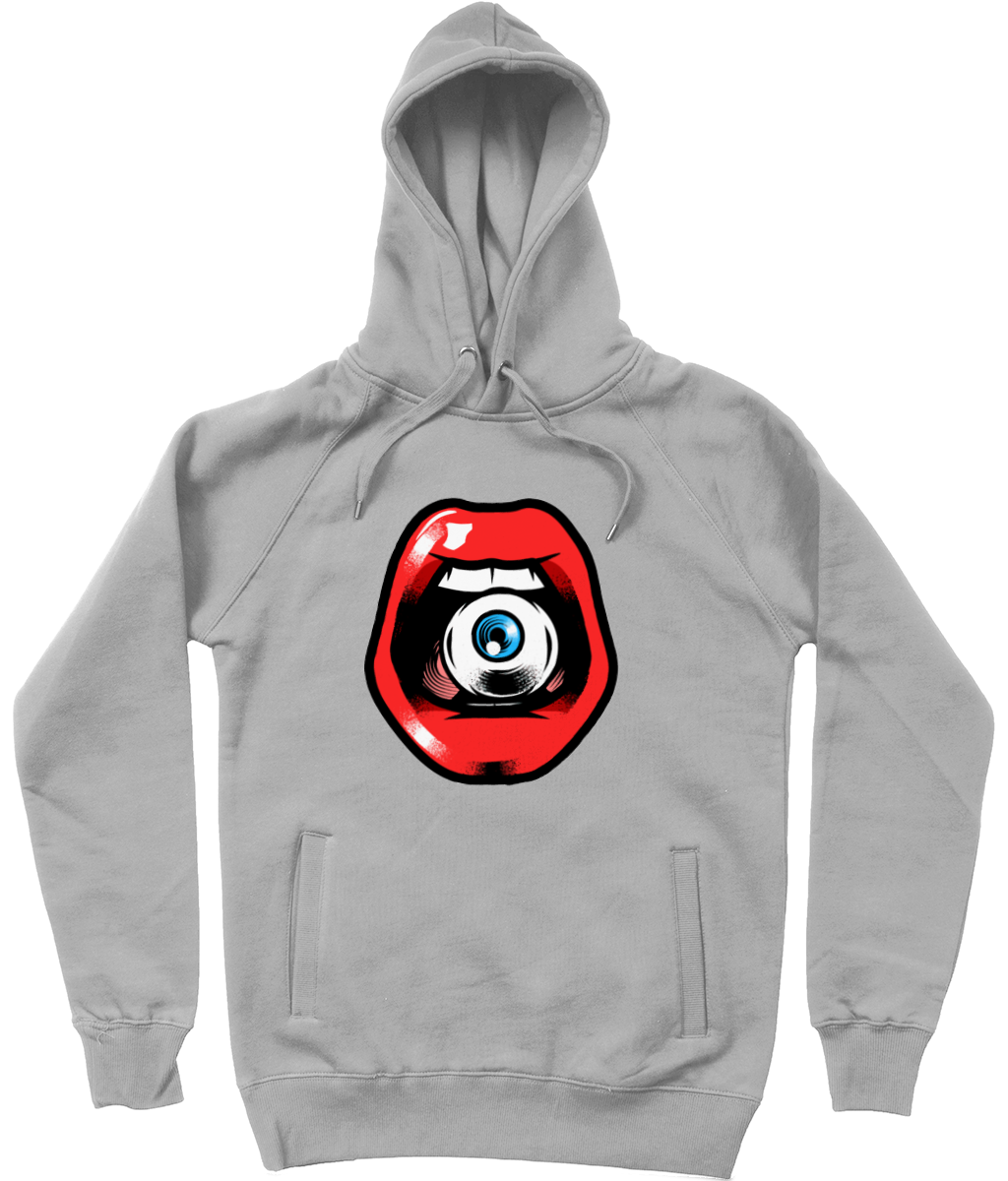 'Speak, I Can See You' Graphic Eye in Mouth Trendy Unisex Pullover Hoodie