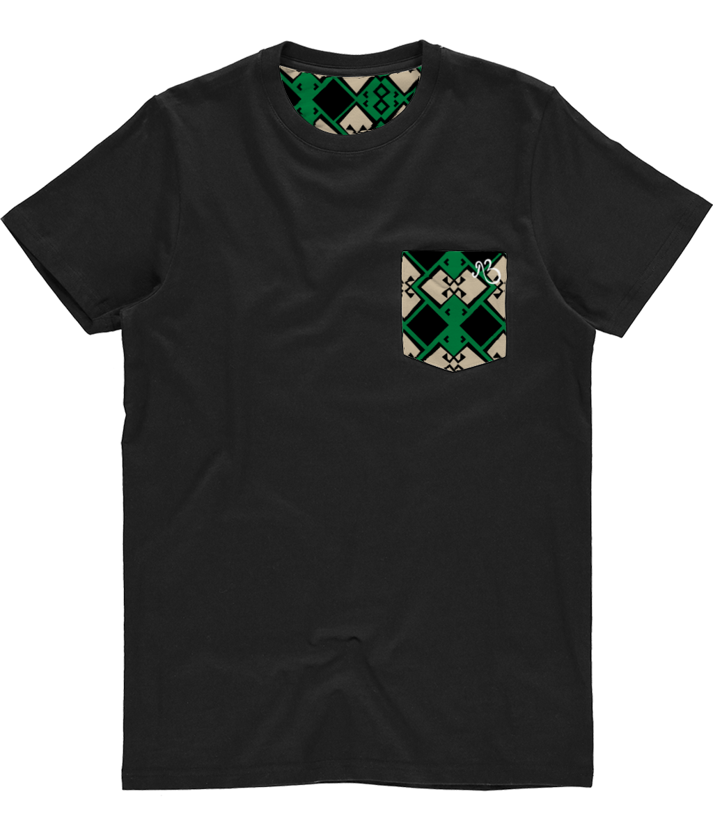 Unisex Pocket Tee - Leaf Aztek Print