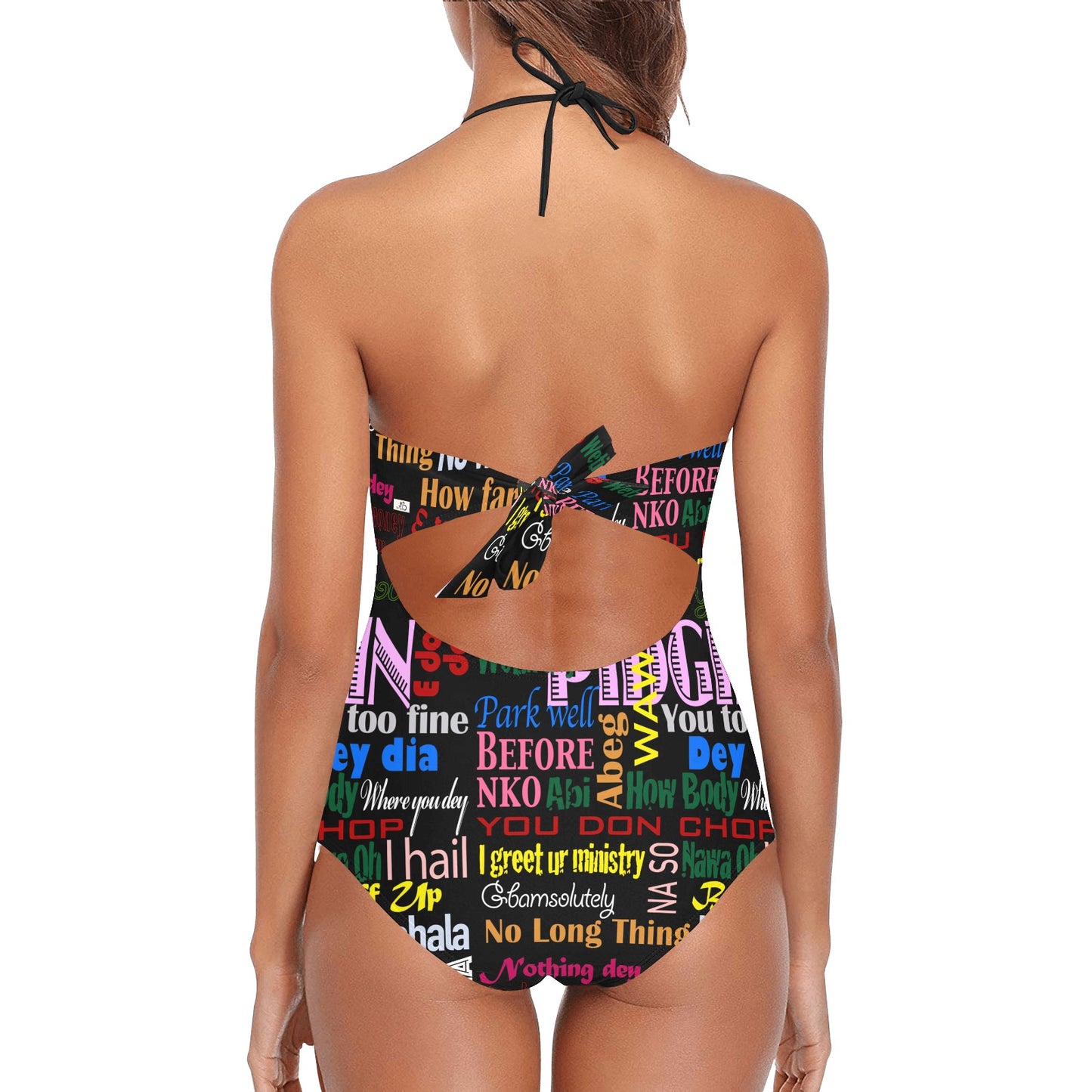 flyersetcinc Pidgin Print Lace Embossed Swimsuit