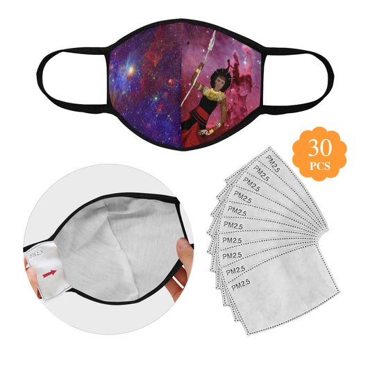 flyersetcinc Warrior Queen of the Galaxy Cotton Fabric Face Mask with filter slot (30 Filters Included) - Non-medical use