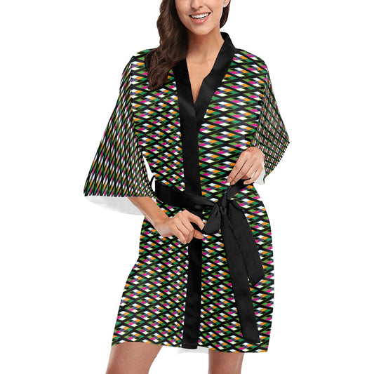 Pyramid Print Kimono Robe Coverup