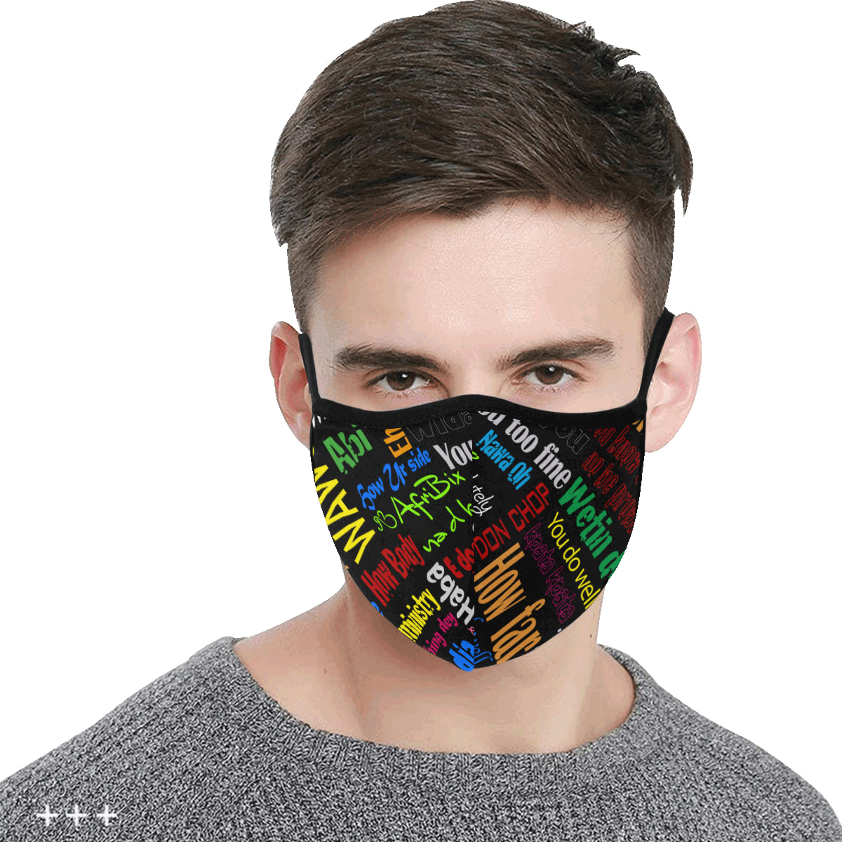 flyersetcinc Pidgin Print Noir Cotton Fabric Face Mask (30 Filters Included) - Non-medical use