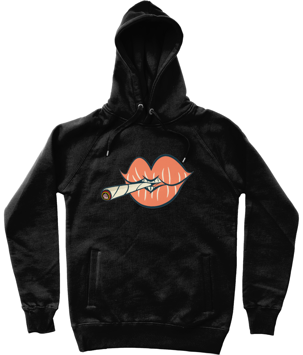 'Puff on Dis' Graphic Lips Trendy Unisex Pullover Hoodie