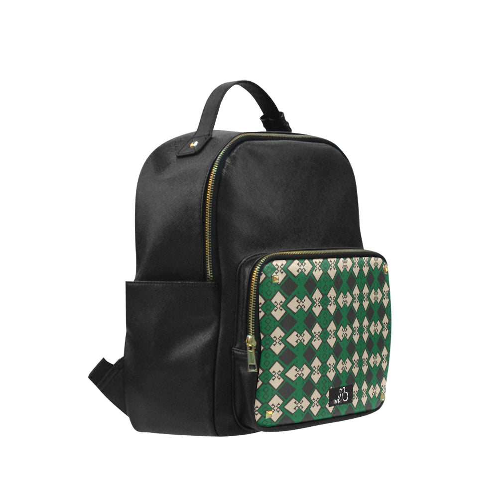 Aztek Print Leather Backpack