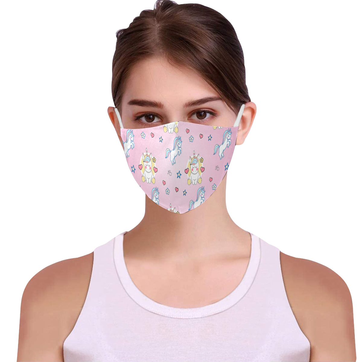 Unicorn print Cotton Fabric Face Mask with Filter Slot & Adjustable Strap (Pack of 5) - Non-medical use