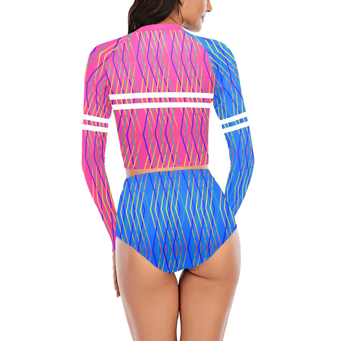 Constellation Long Sleeve Pink and Blue Bikini Set