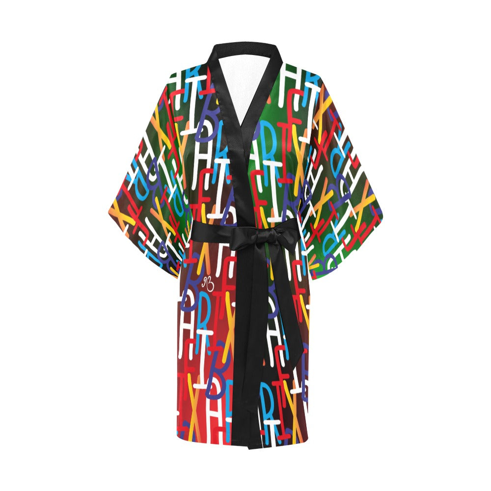 flyersetcinc Collage Multicoloured Kimono Robe Coverup