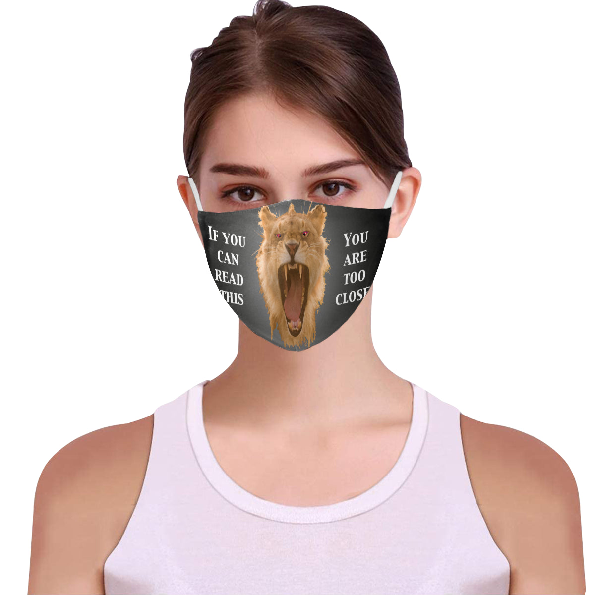 You are too close, Roar! Cotton Fabric Face Mask with Filter Slot & Adjustable Strap (Pack of 5) - Non-medical use