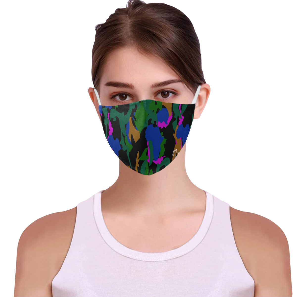 flyersetcinc Camo Print Cotton Fabric Face Mask with Filter Slot & Adjustable Strap - Non-medical use (2 Filters Included)