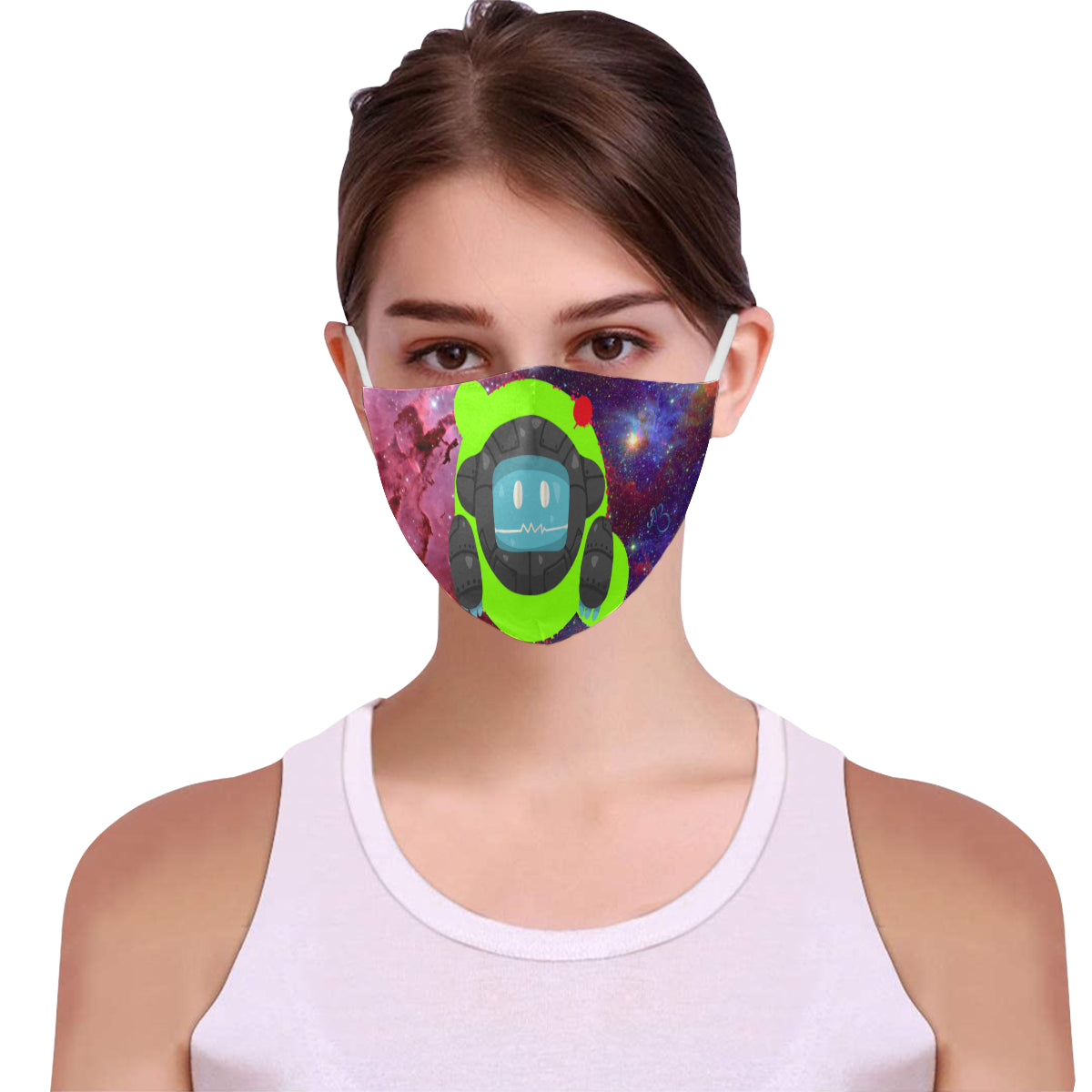 Astronaut Neon Cotton Fabric Face Mask with Filter Slot & Adjustable Strap - Non-medical use (2 Filters Included)