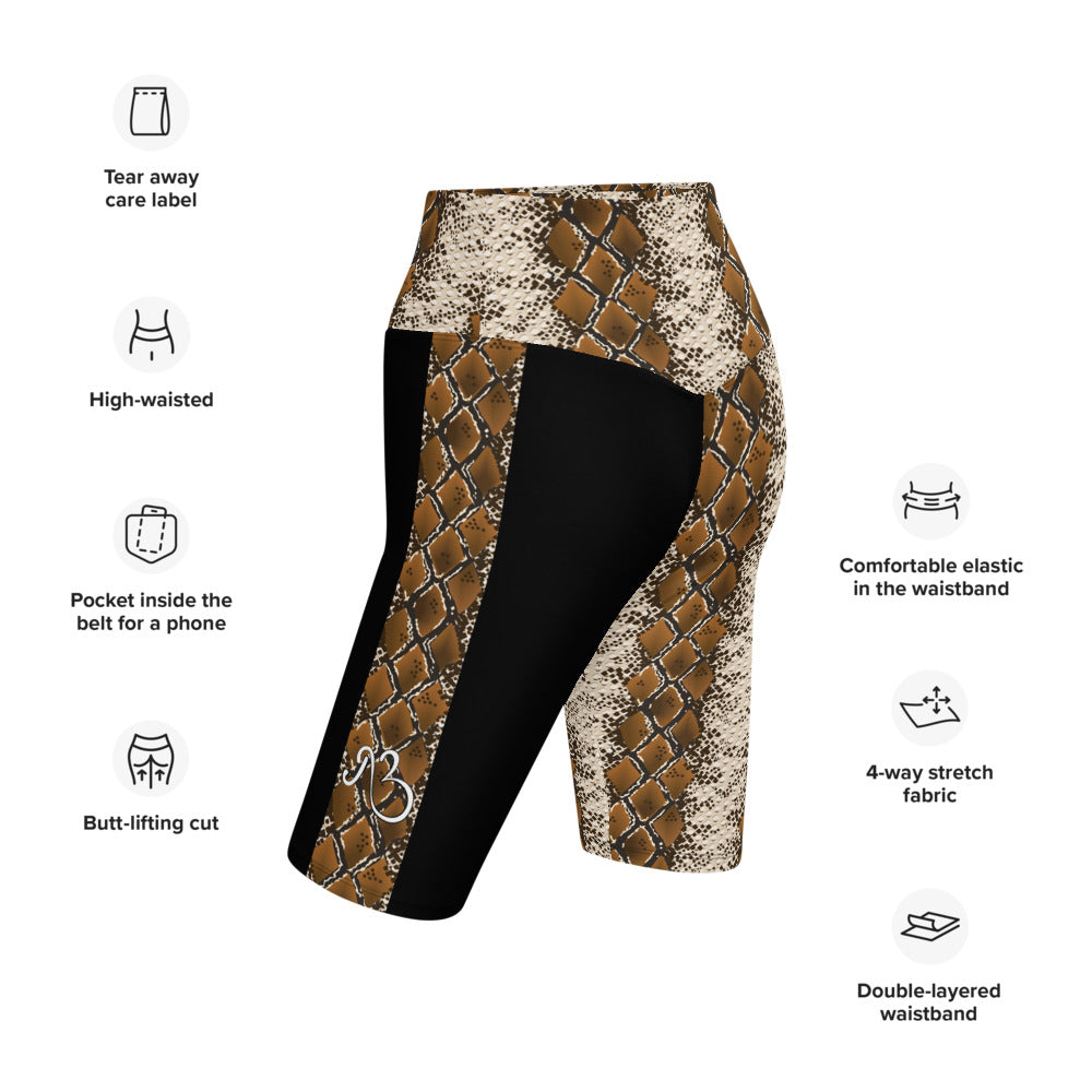 Snake Skin Compression Biker Shorts