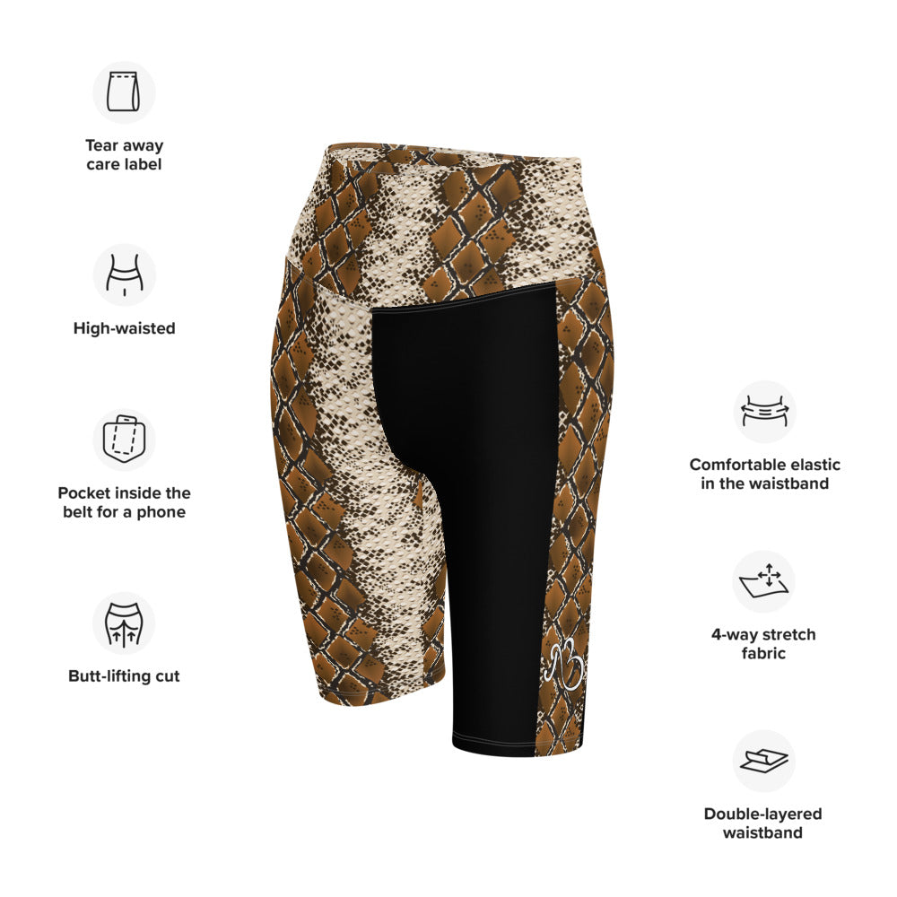 Snake Skin Compression Biker Shorts