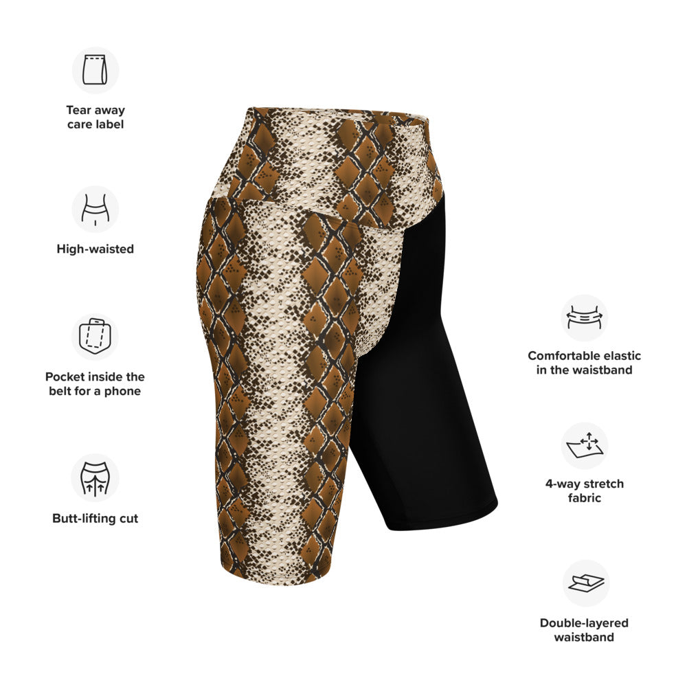 Snake Skin Compression Biker Shorts