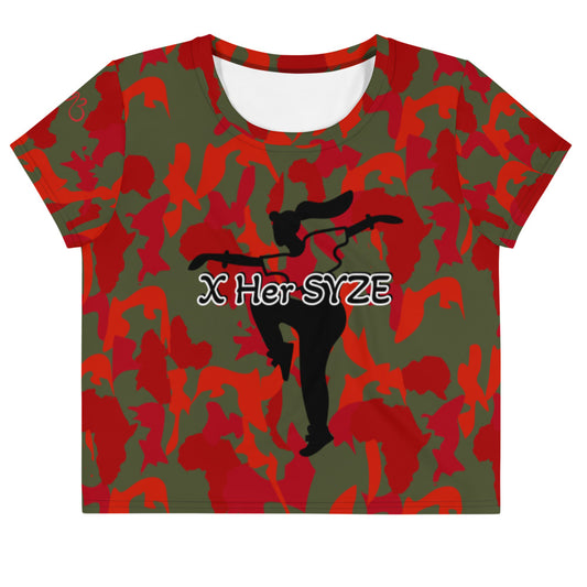 Camouflage Crop Top Tee -flyersetcinc Olive Red Camo