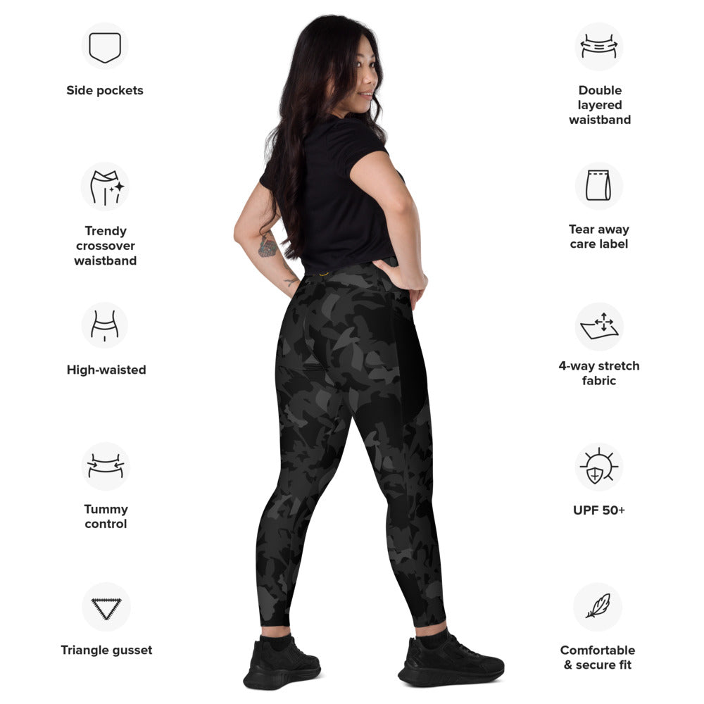 Crossover leggings with pockets - flyersetcinc Camo Noir