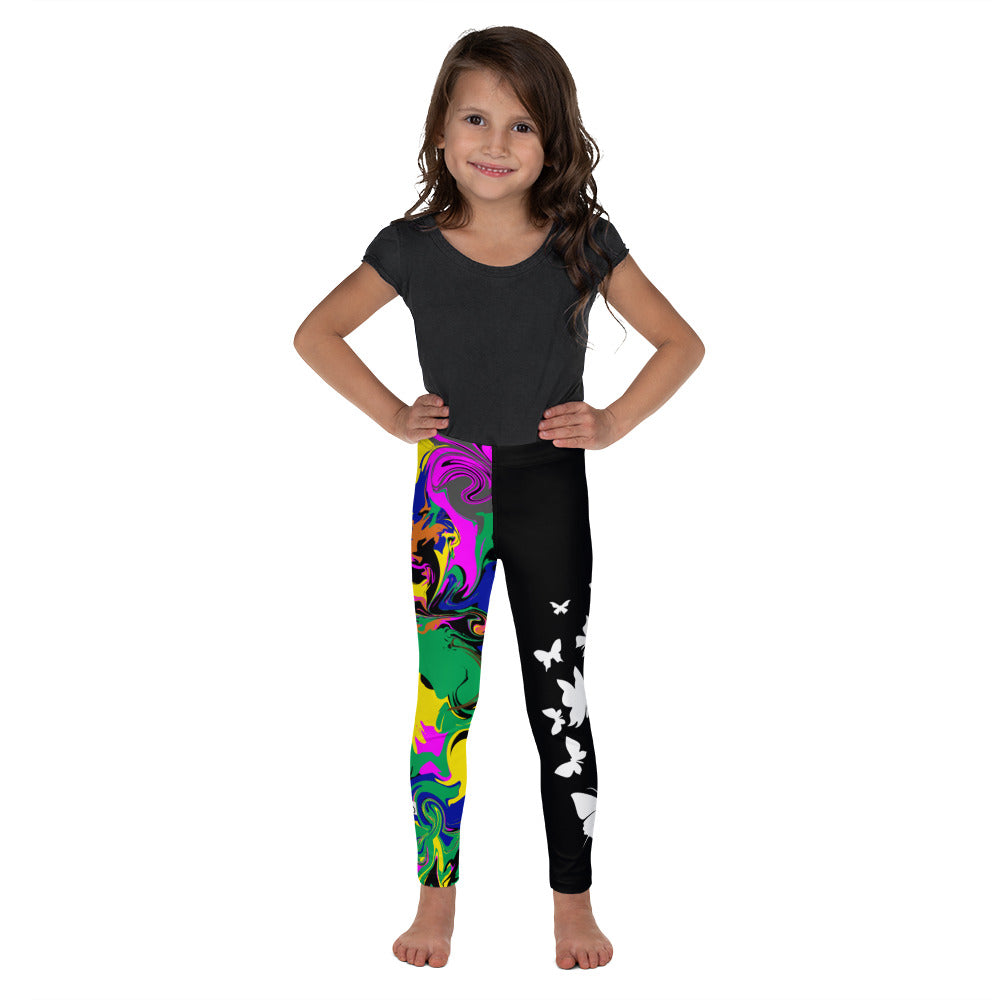 flyersetcinc Marble Camo Print Kid's Leggings - Black