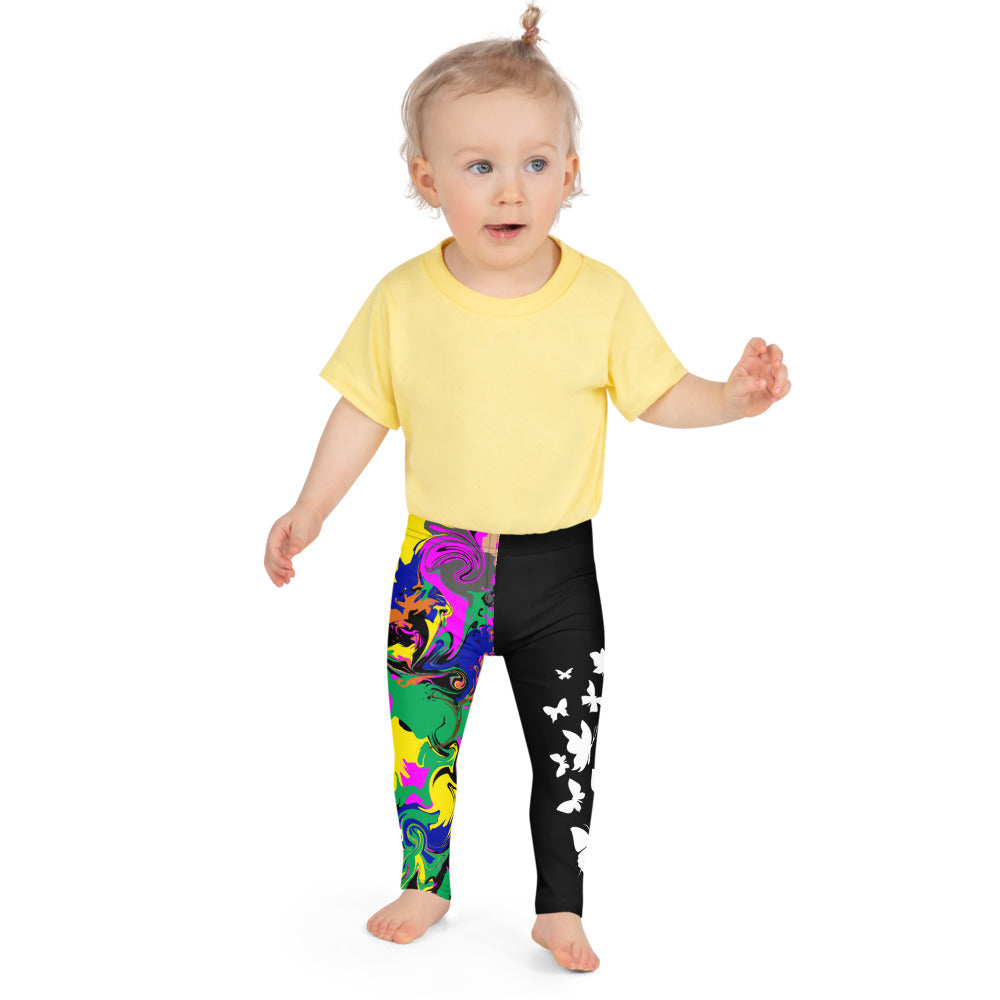 flyersetcinc Marble Camo Print Kid's Leggings - Black