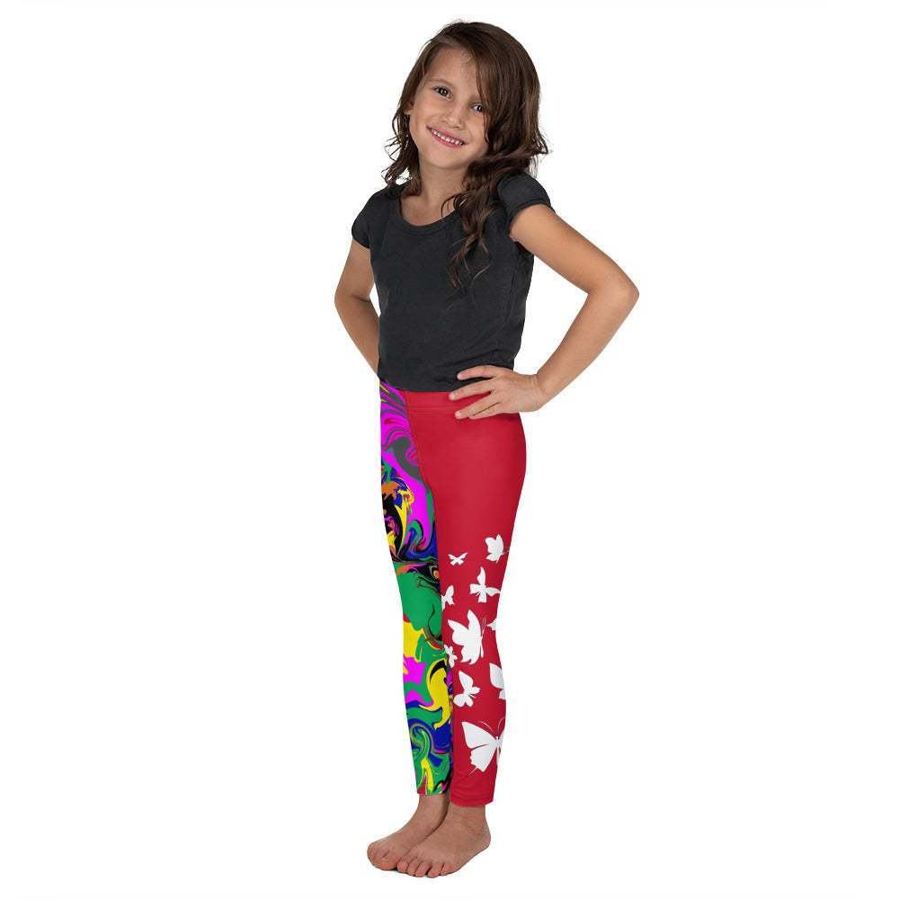 flyersetcinc Marble Camo Print Kid's Leggings - Red