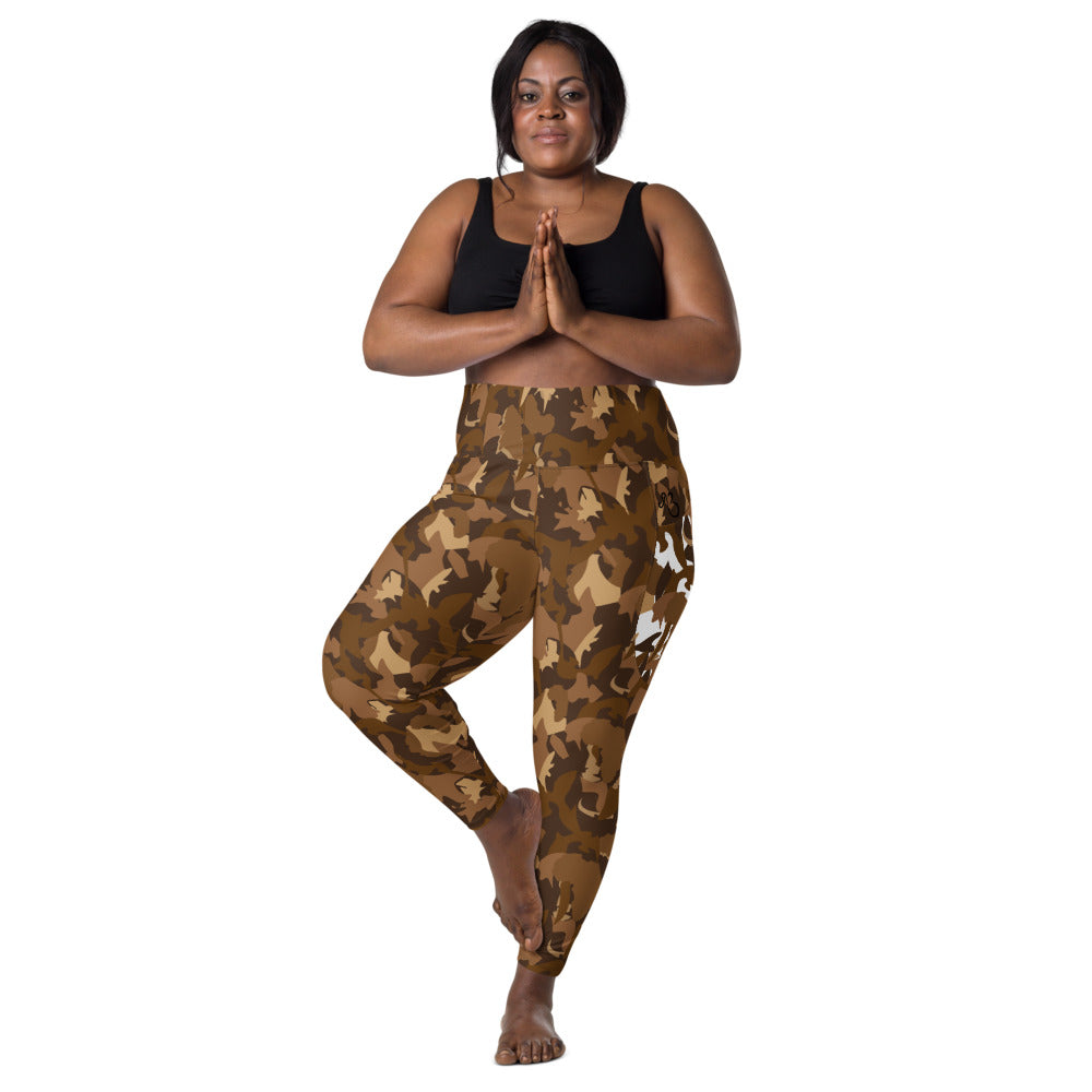 High Waist Leggings with Pockets - Nude Camo