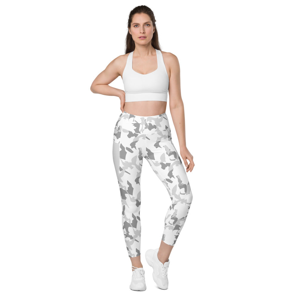 Camouflage Leggings with pockets - flyersetcinc White Camo