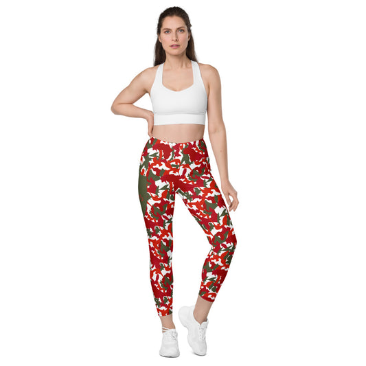 High Waist Leggings with pockets - flyersetcinc White Red Camo