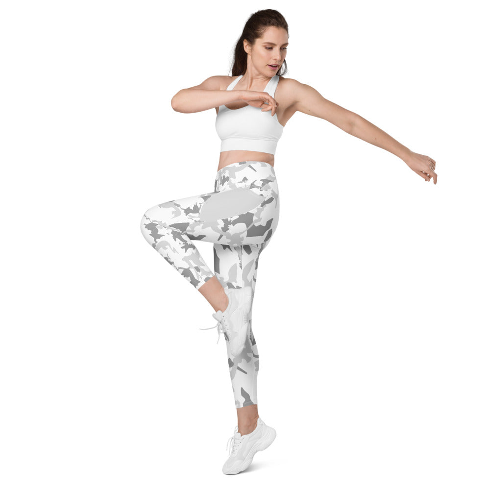 Camouflage Leggings with pockets - flyersetcinc White Camo
