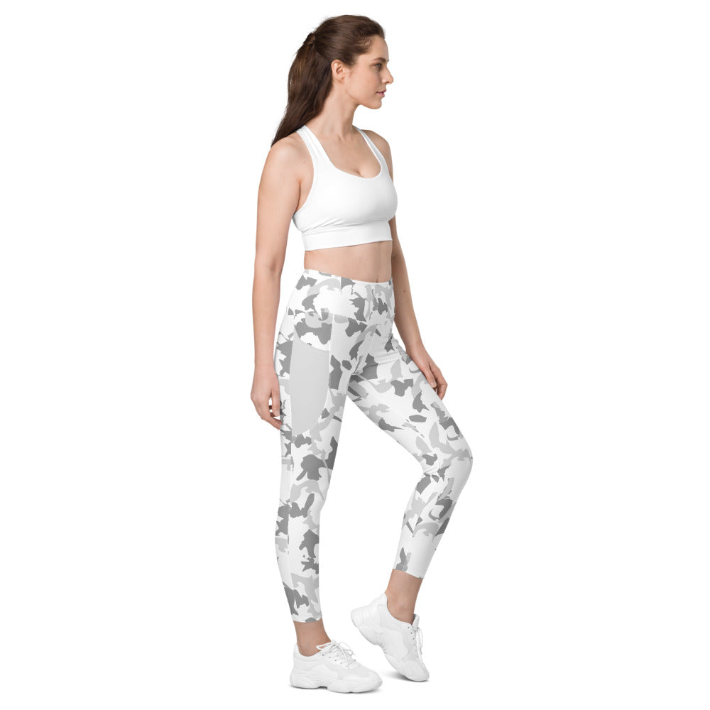 Camouflage Leggings with pockets - flyersetcinc White Camo