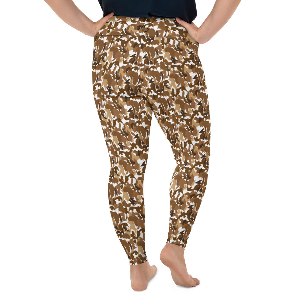 High Waist Plus Size Leggings - flyersetcinc Nude Camo