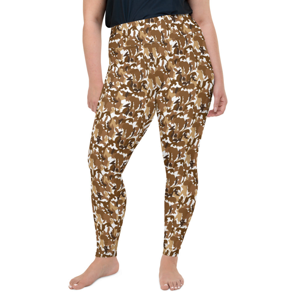 High Waist Plus Size Leggings - flyersetcinc Nude Camo