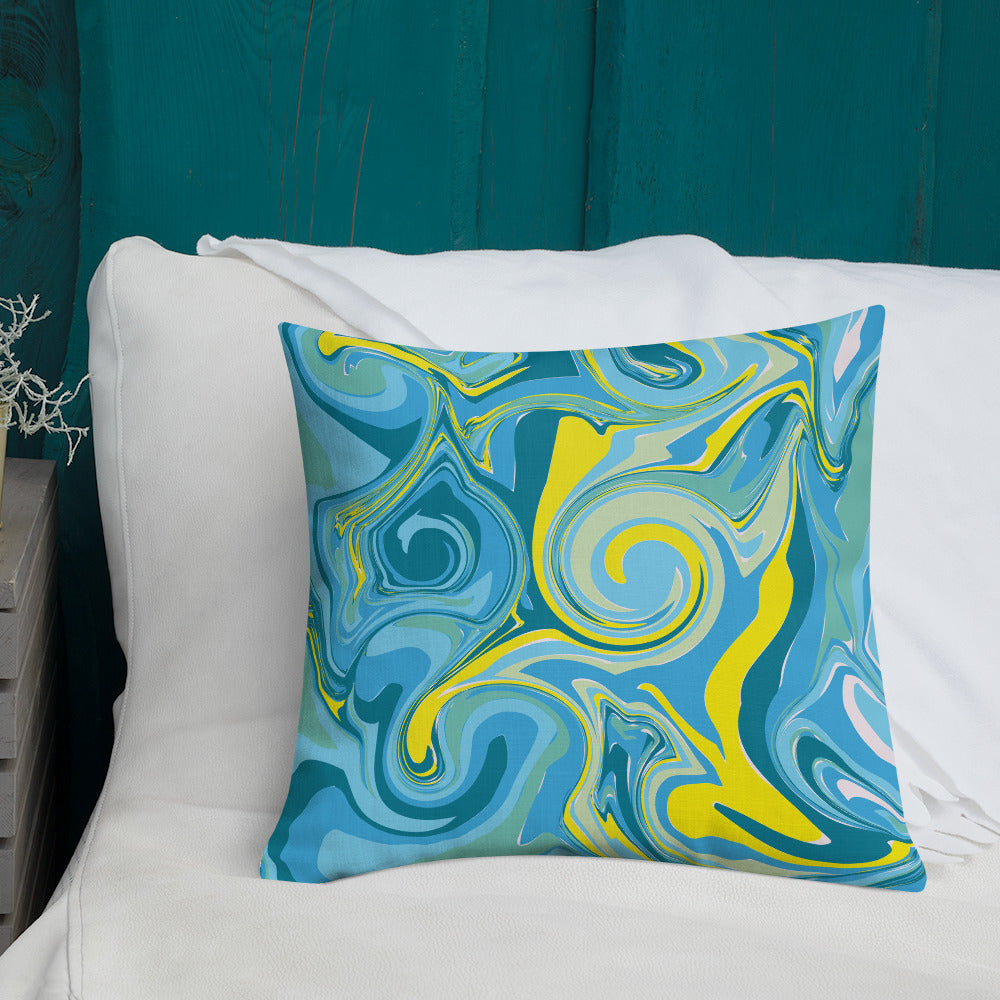 Sea Marble Print Premium Throw Pillow