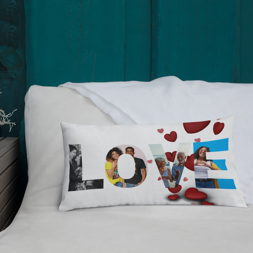 Love Personalised Premium Throw Pillow - hearts