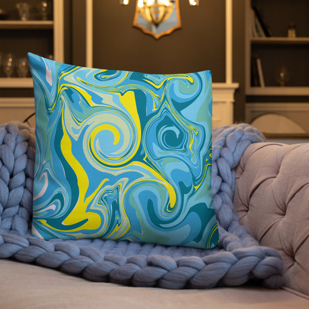 Sea Marble Print Premium Throw Pillow