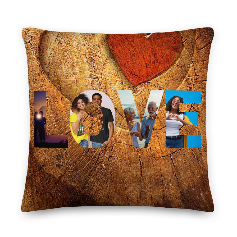 Love Personalised Premium Throw Pillow - Wood grain