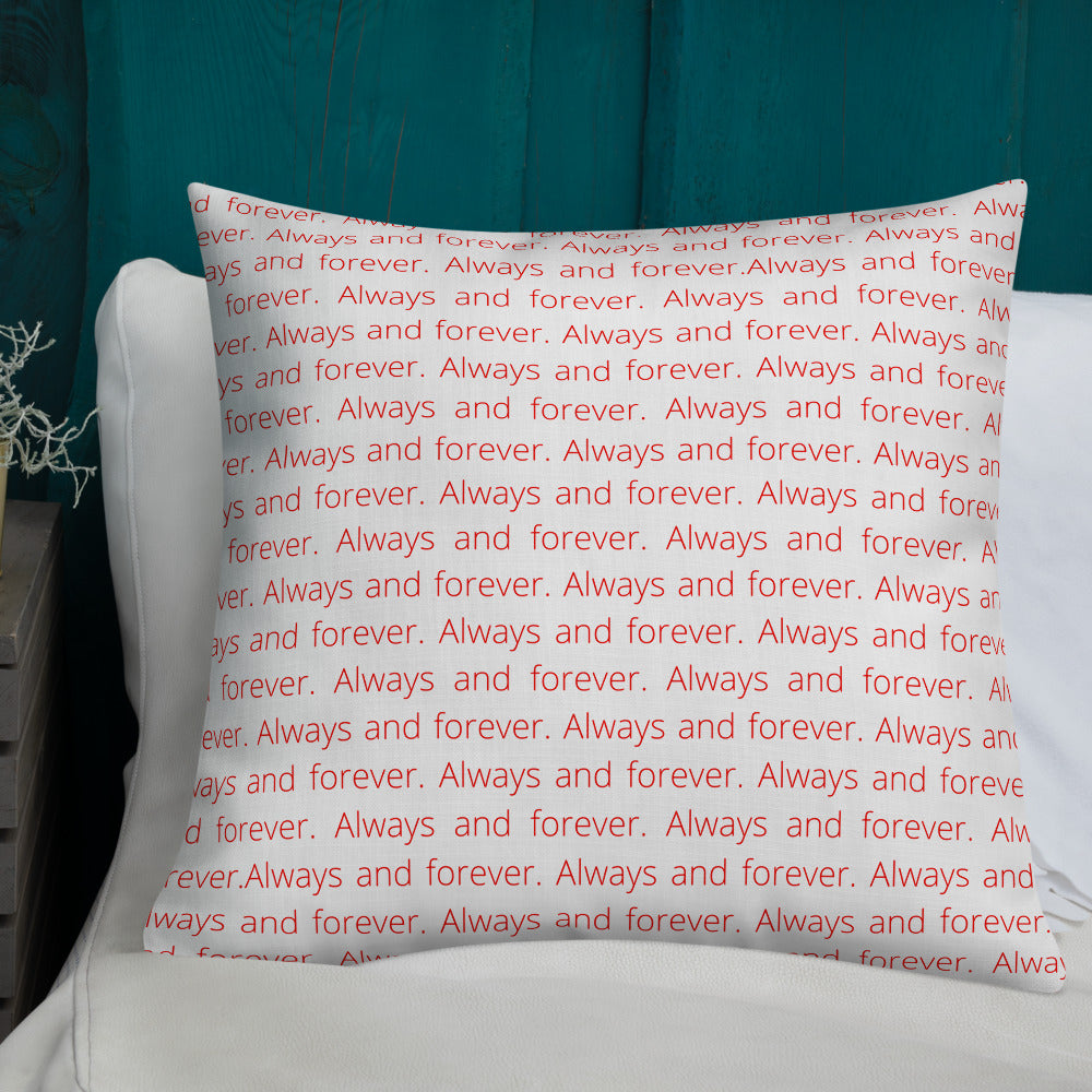 Always and Forever Personalised Premium Throw Pillow - red text