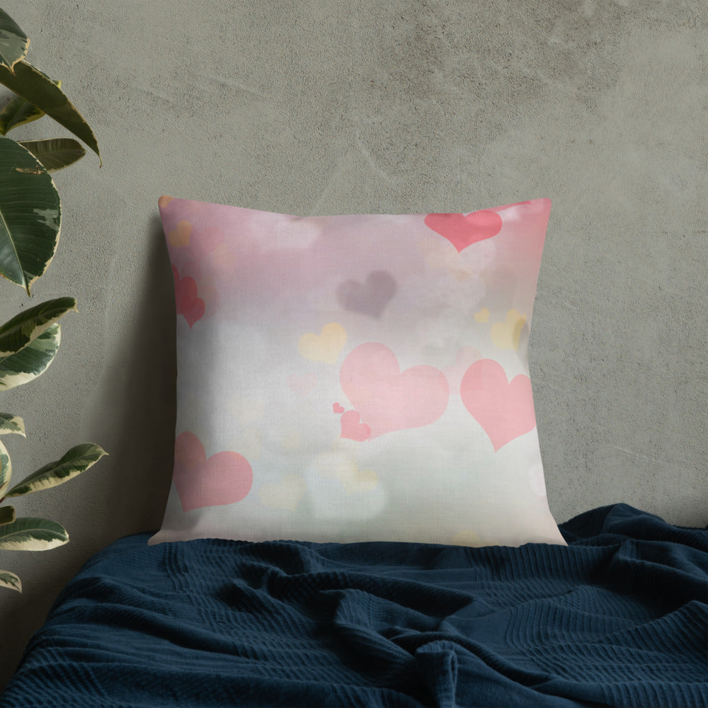 Pink Hearts Premium Throw Pillow