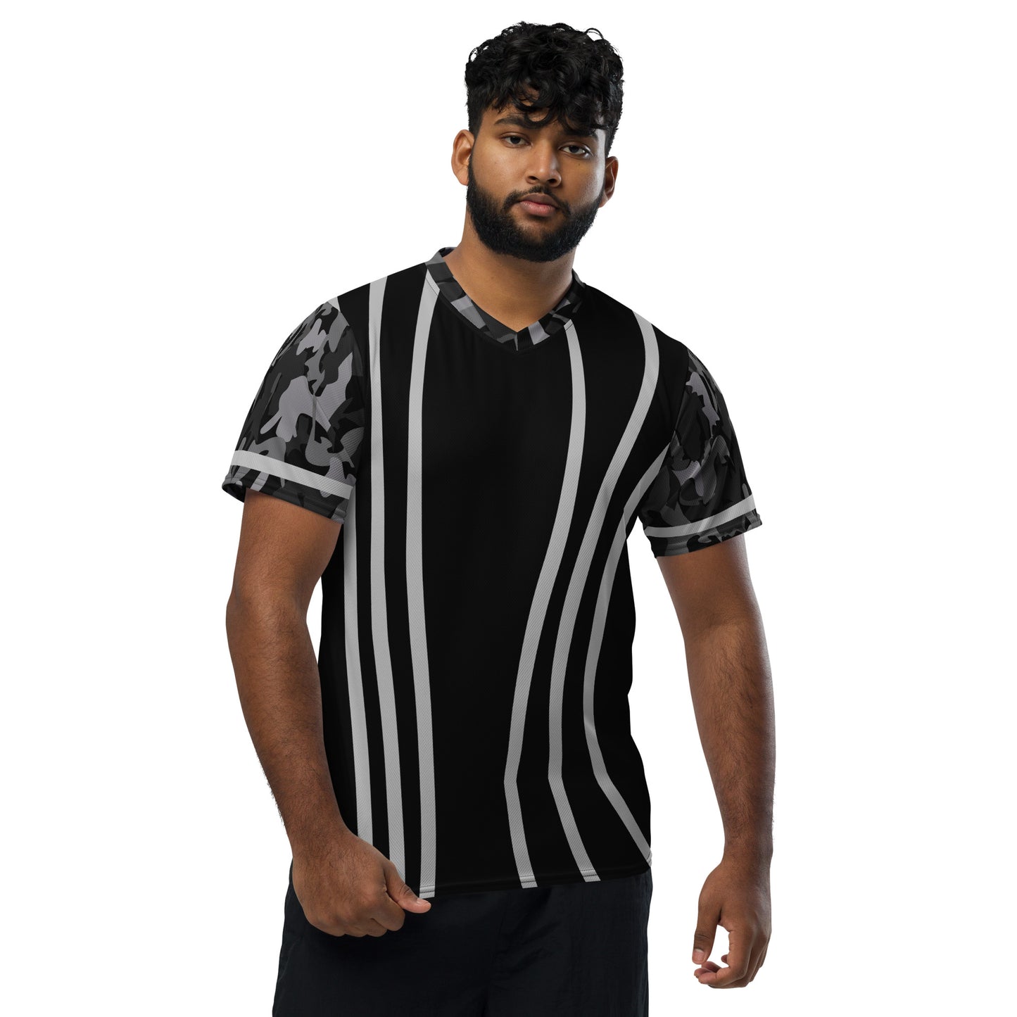 flyersetcinc Camo Recycled Unisex Sports Jersey - Black