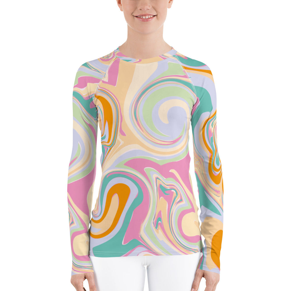 flyersetcinc Marble Athletic Women's Rash Guard - Candy