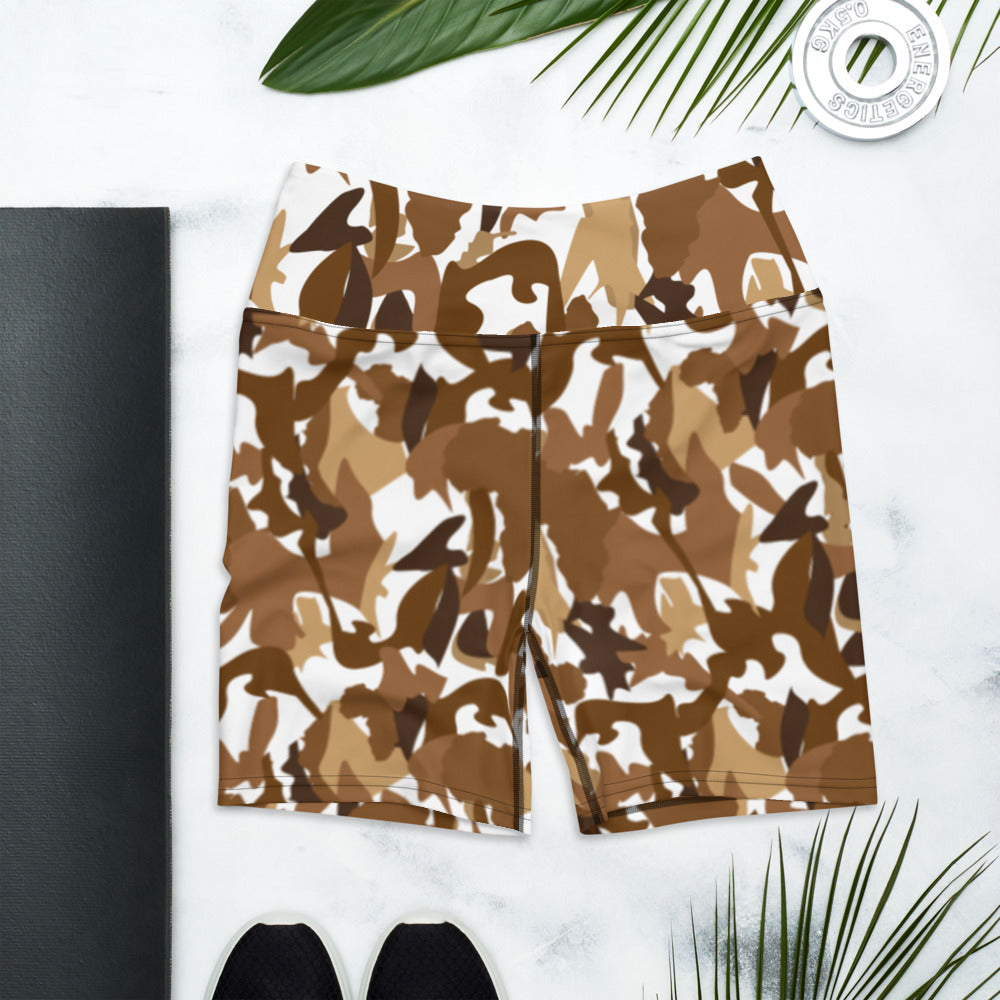 High Waist Lycra Shorts - flyersetcinc Nude Camo