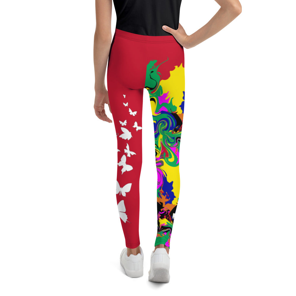 flyersetcinc Marble Camo Print Youth Leggings - Red