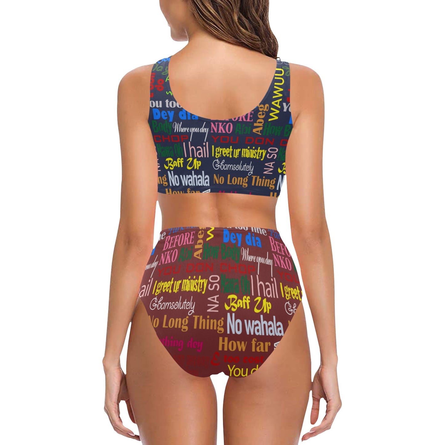 flyersetcinc Pidgin Bowtie High Waist Bikini Swimsuit Mix