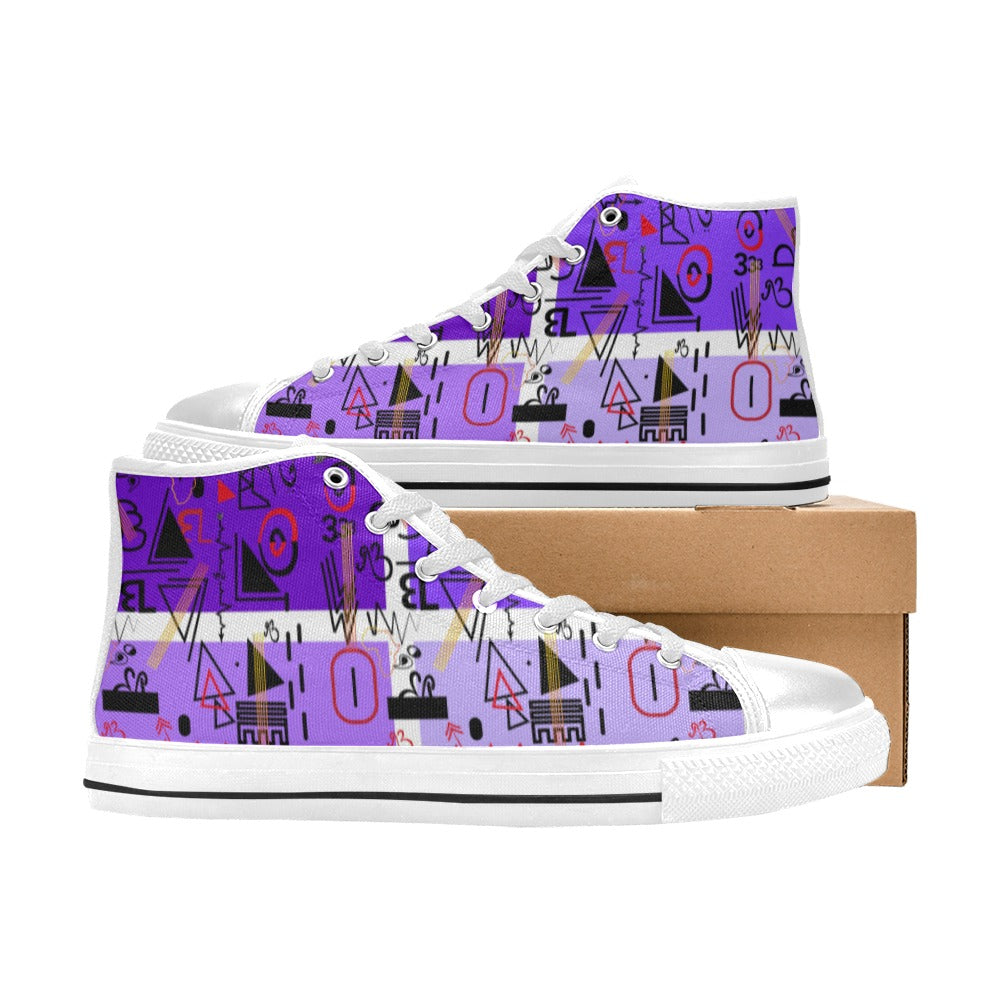 Linear Print Women's Purple Hightop Canvas