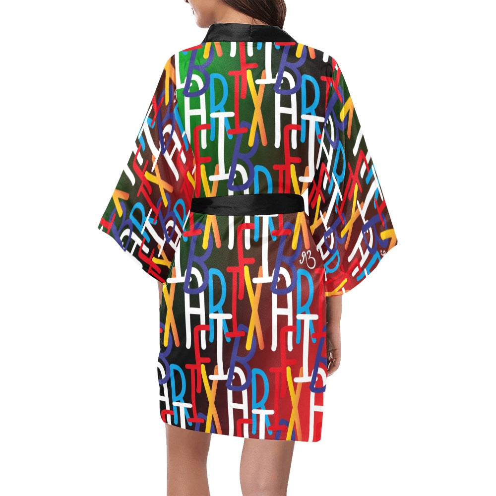 flyersetcinc Collage Multicoloured Kimono Robe Coverup