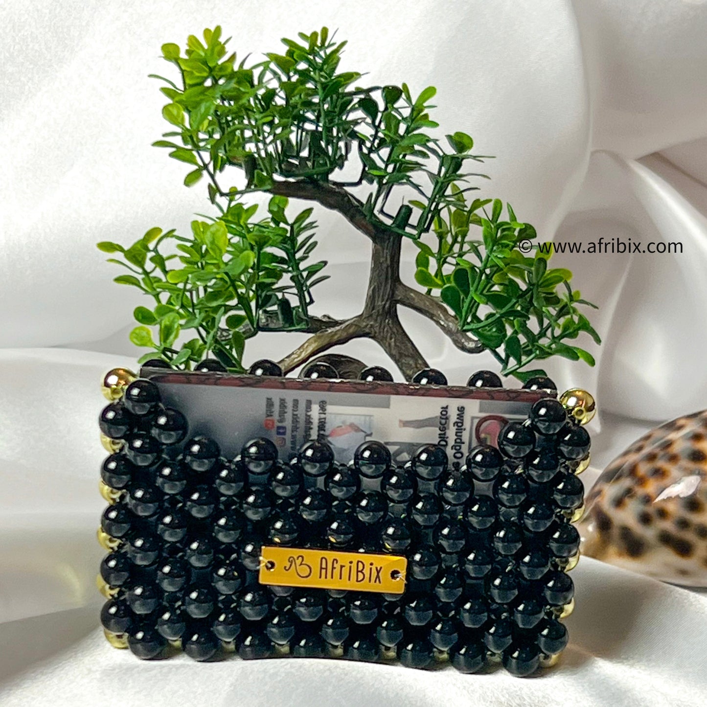 Black Acrylic Pearl Business Card and Credit Card Holder