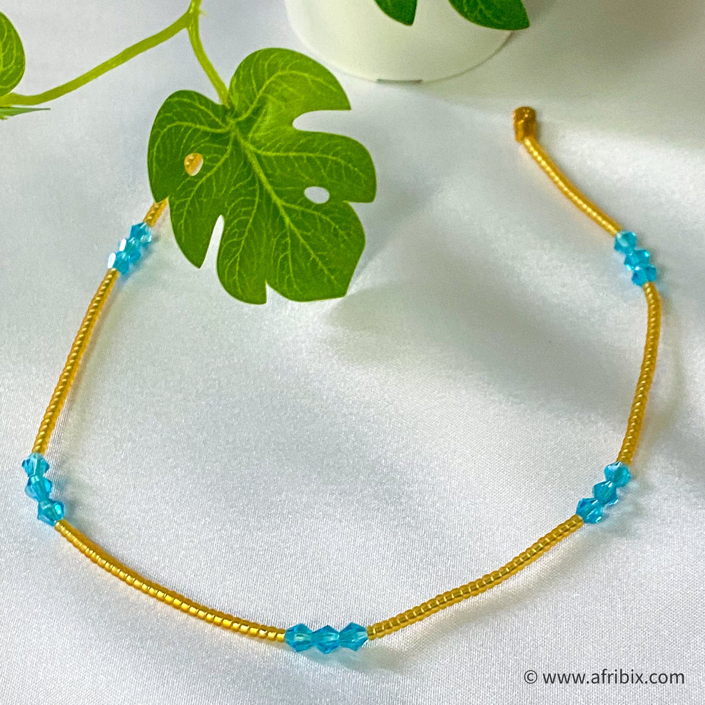 Gold and Blue Crystal Anklet