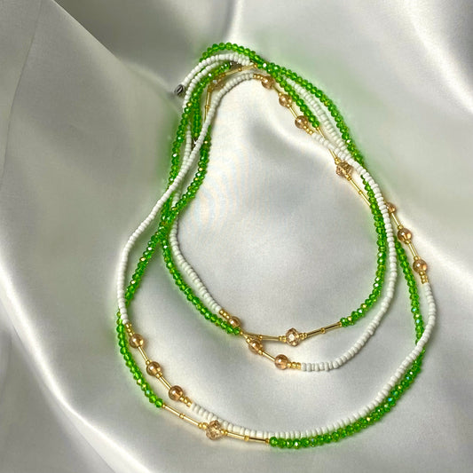 Asa Green and White Waist Bead Pair