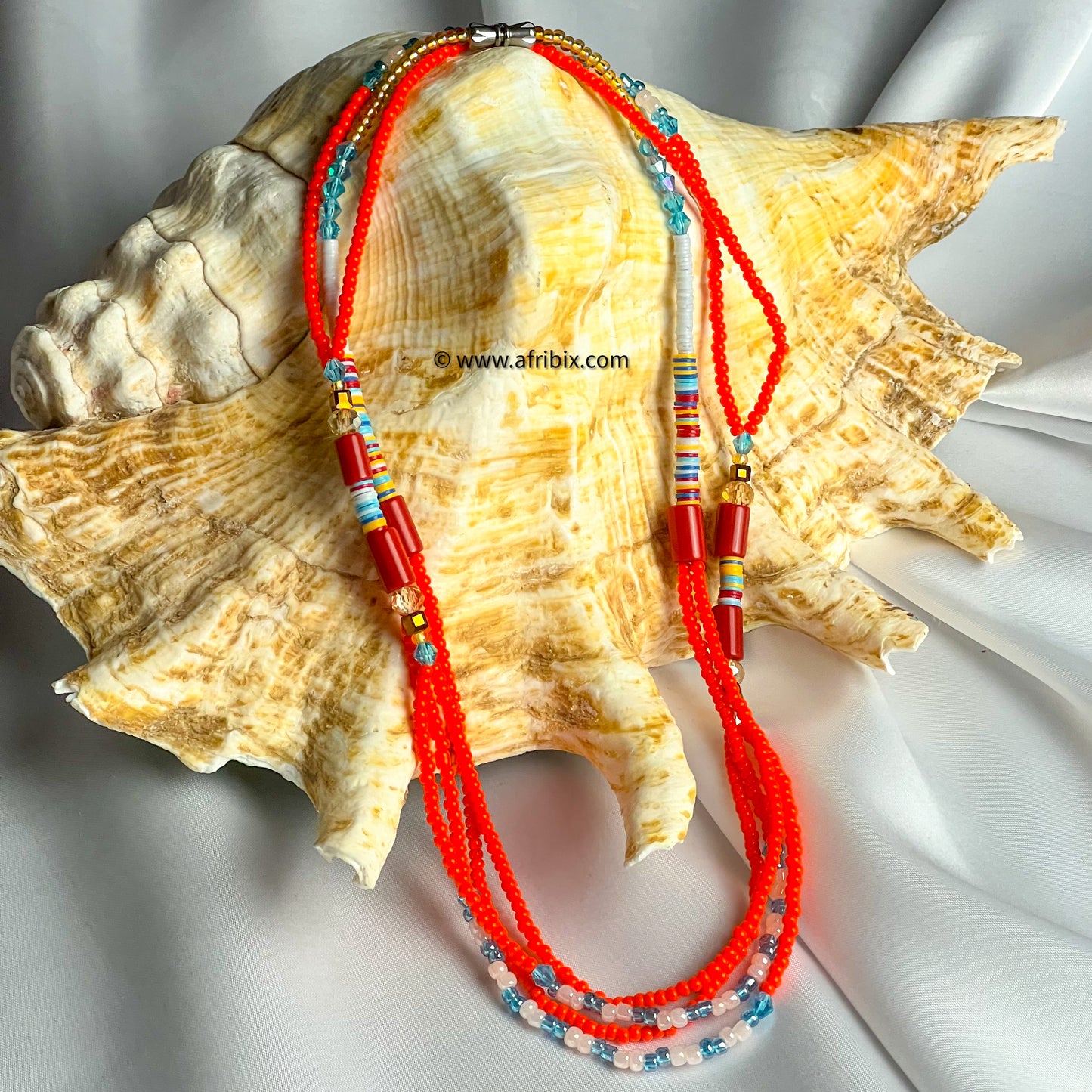 Orange 2 String Coral Waist Bead