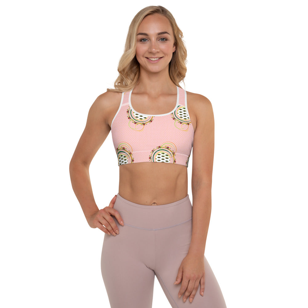 Adaeze Print Padded Sports Bra - Coral