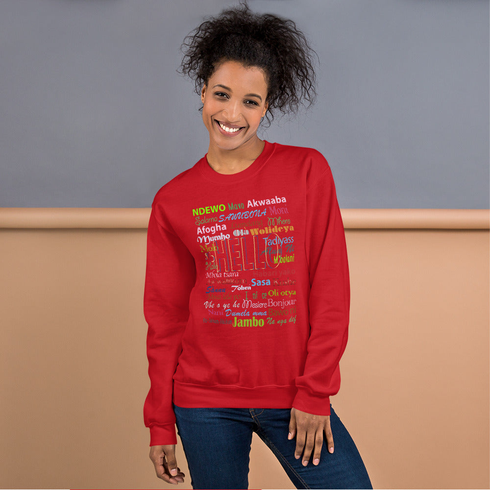 flyersetcinc Hello Print Crew Neck Long Sleeve Pullover Unisex Sweatshirt