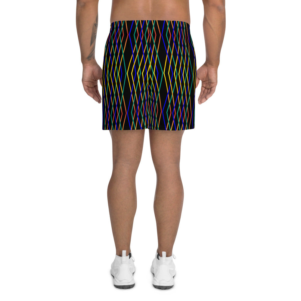 Constellation Print Men's Athletic Shorts - Black